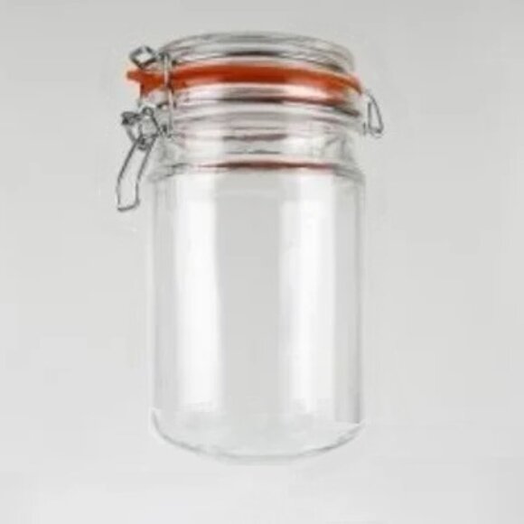 Other - Vintage Small Glass Canister With Clamp Lid